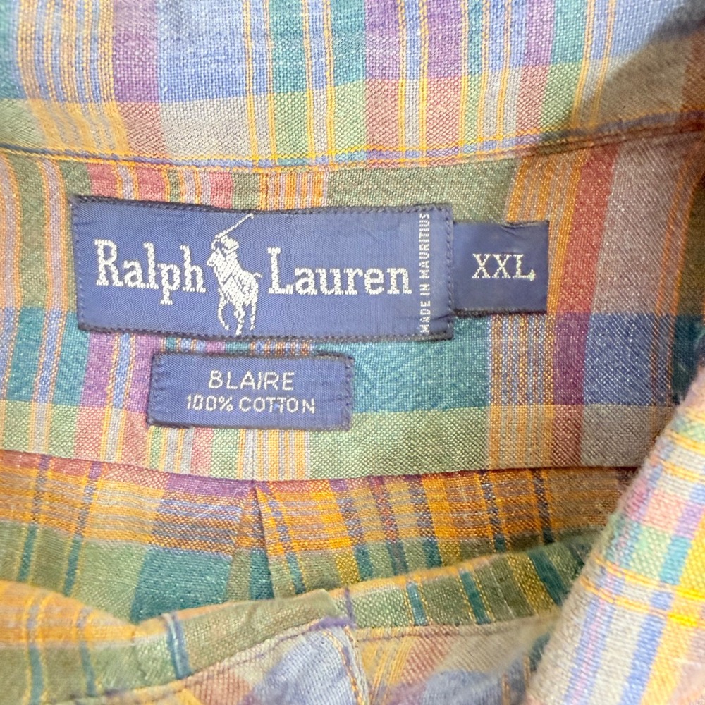 Ralph Lauren Blaire Plaid‎ Button Down Shirt Men's XXL 100 Cotton Multi Color - Picture 4 of 5